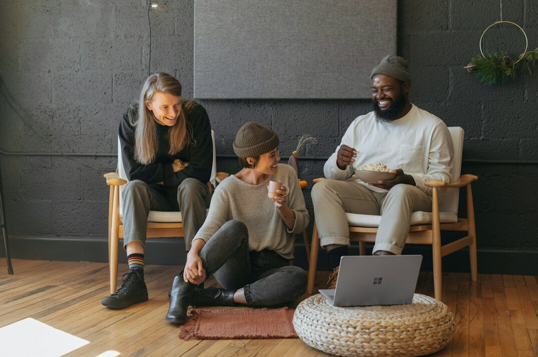 group yoga in office